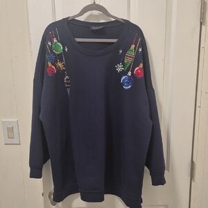 Festive Navy Sweatshirt with Ornament Design So ADORABLE SIZE 22/24